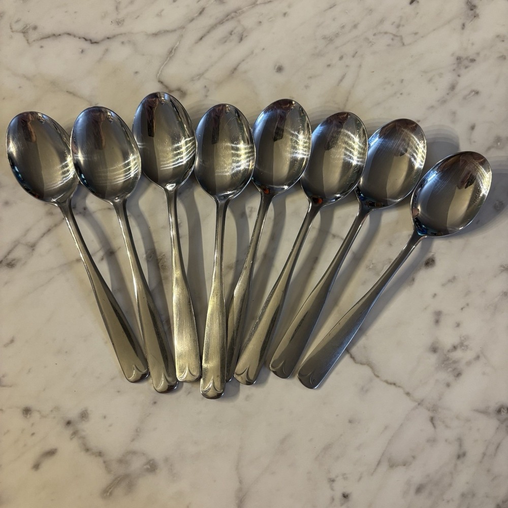 Oneida Set Of 8 Northland VILLAGE COMMON Stainless Glossy‎ Silverware Spoons